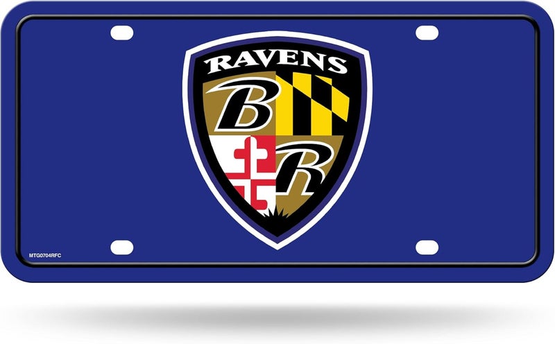 NFL Football Baltimore Ravens Alternate Shield Logo Metal Auto Tag 6" x 12" - Great for Truck/Car/SUV